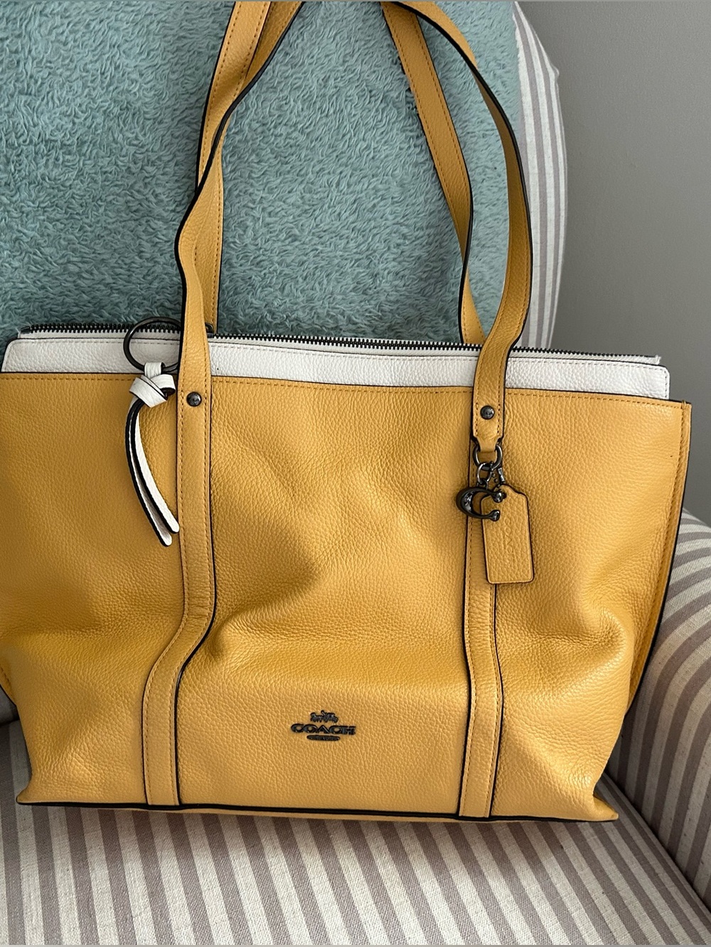 Coach Pebbled Honey Large May Tote